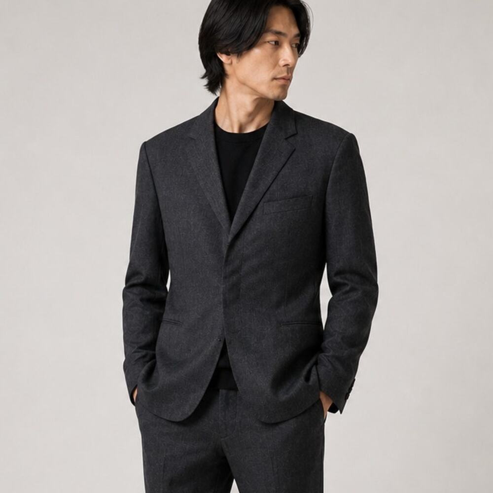 ISSEY MIYAKE Men Hidden button Blazer Jacket Charcoal black Wool sz 1 - Picture 1 of 11